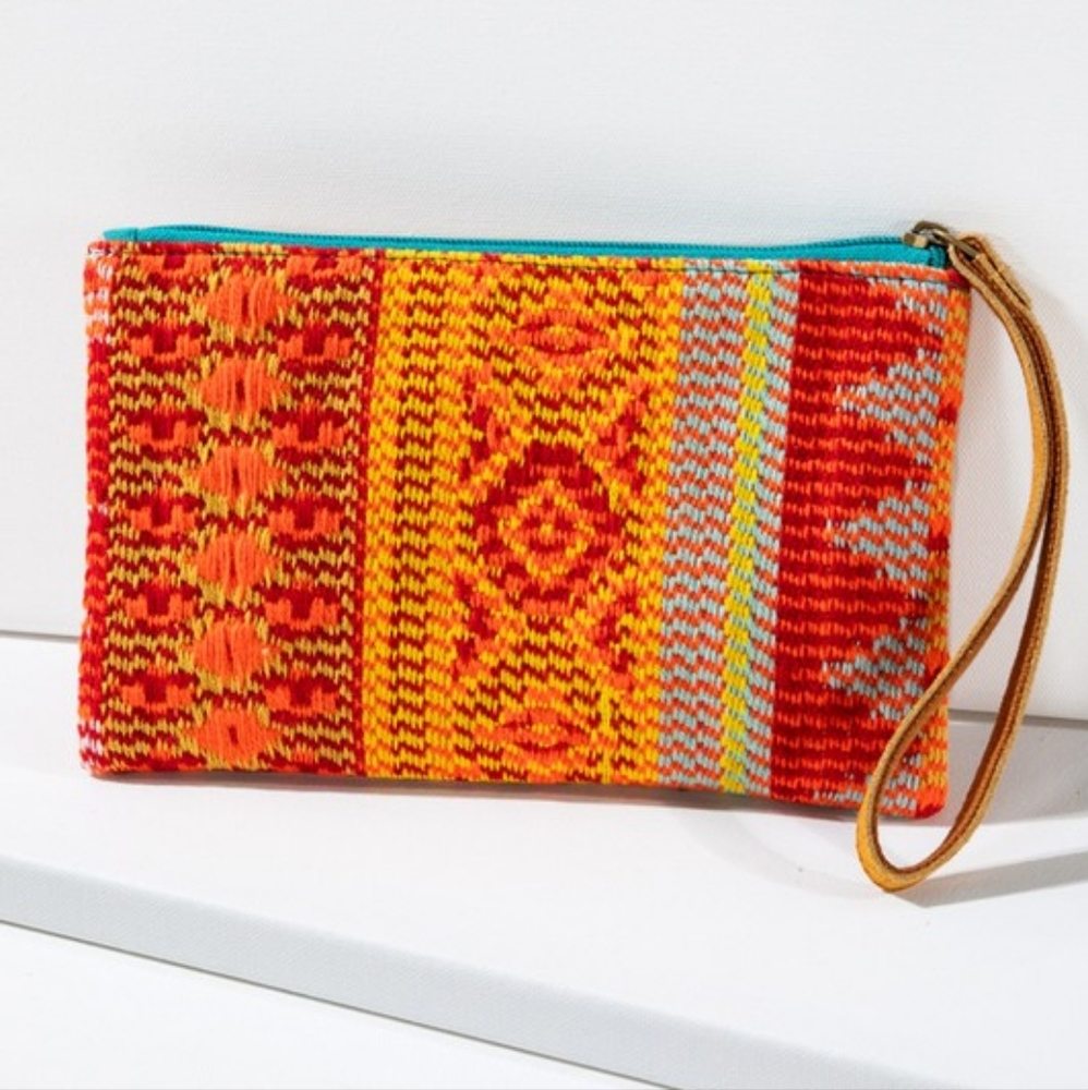 Handmade Hand Beaded Clutch - Ethnic Navajo Aztec Inspired Design - Faux Leather - Picture 4 of 11